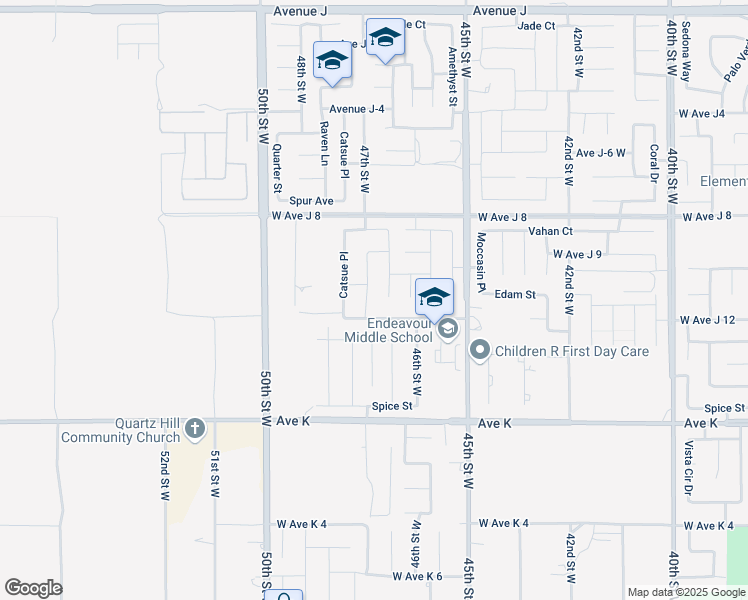 map of restaurants, bars, coffee shops, grocery stores, and more near 4710 West Avenue J 12 in Lancaster