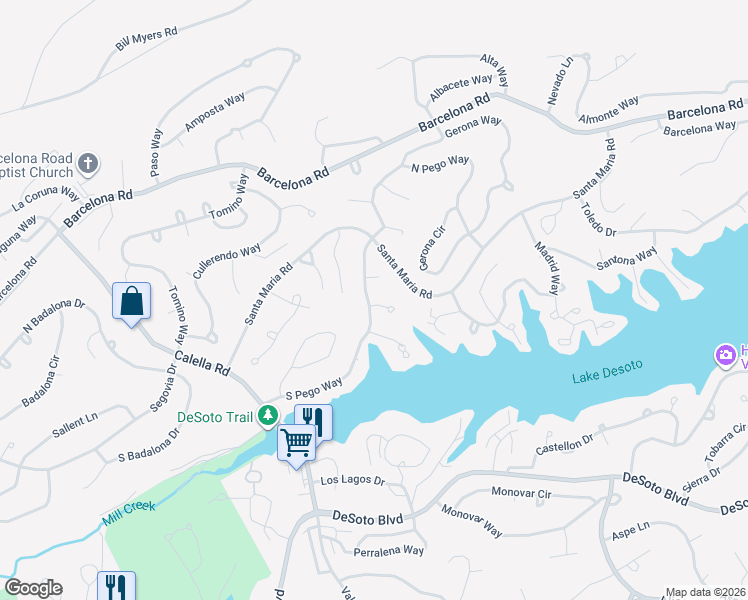 map of restaurants, bars, coffee shops, grocery stores, and more near 41 South Pego Way in Hot Springs