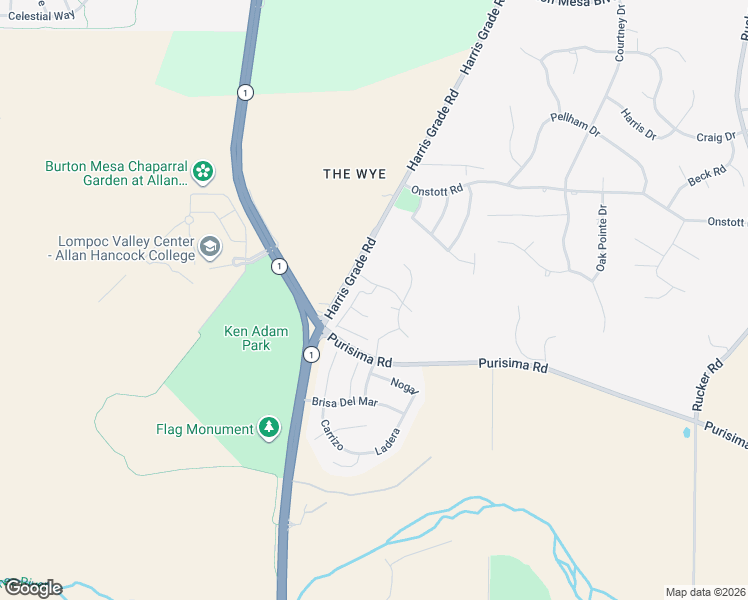 map of restaurants, bars, coffee shops, grocery stores, and more near 203 Gardengate Lane in Lompoc