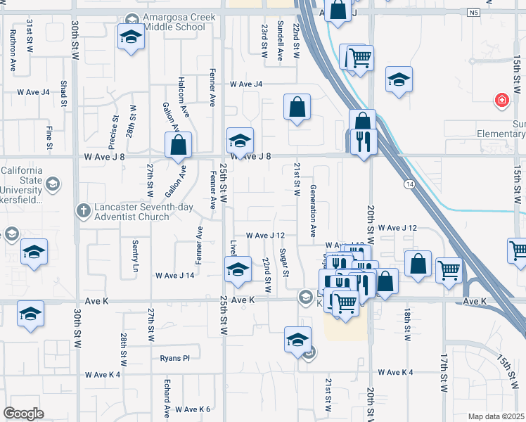 map of restaurants, bars, coffee shops, grocery stores, and more near 2308 Edam Street in Lancaster