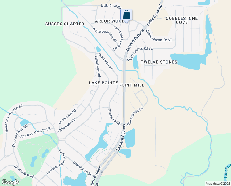 map of restaurants, bars, coffee shops, grocery stores, and more near 2649 Quarter Lane Southeast in Owens Cross Roads