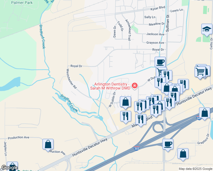 map of restaurants, bars, coffee shops, grocery stores, and more near 462 Shamrock Drive in Madison