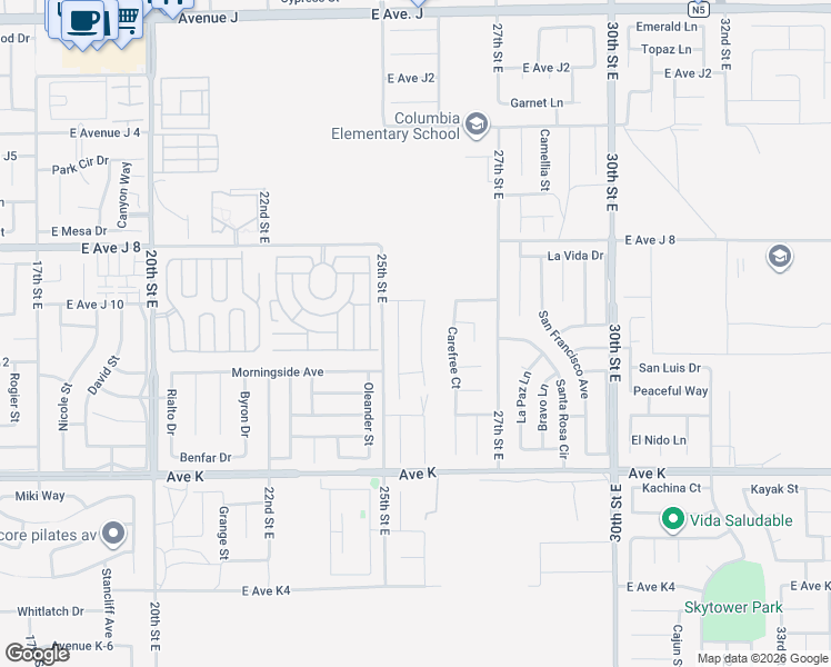 map of restaurants, bars, coffee shops, grocery stores, and more near 43823 Tranquility Court in Lancaster