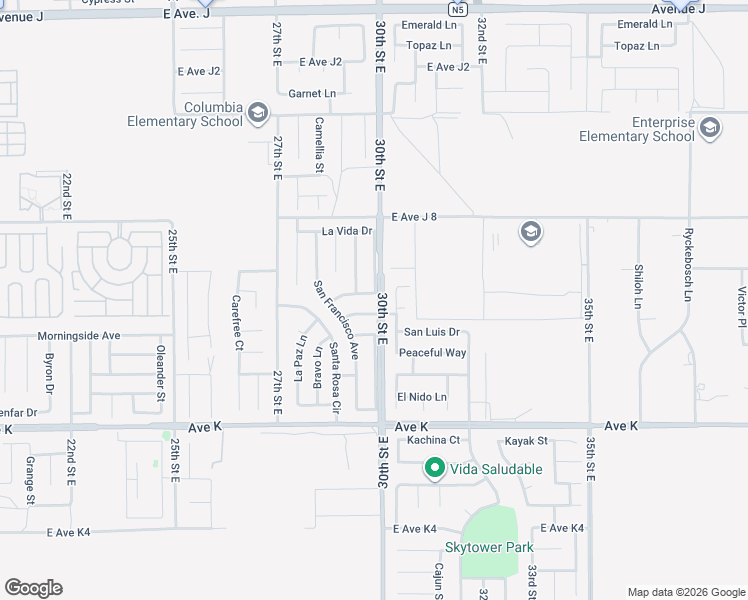 map of restaurants, bars, coffee shops, grocery stores, and more near 2852 San Ramon Drive in Lancaster