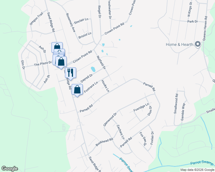 map of restaurants, bars, coffee shops, grocery stores, and more near 405 Hooks Lane in Hubert