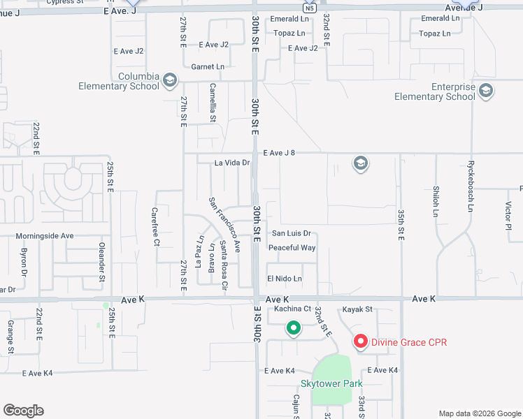 map of restaurants, bars, coffee shops, grocery stores, and more near 43823 Rucker Street in Lancaster
