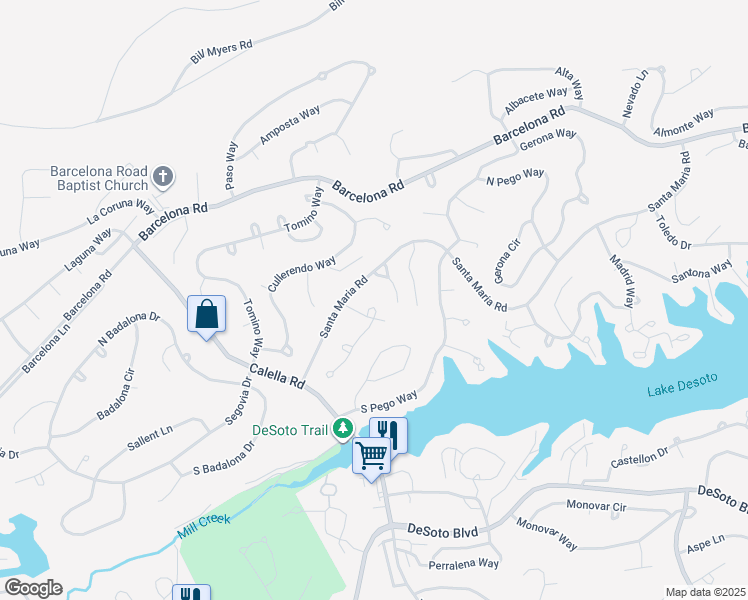 map of restaurants, bars, coffee shops, grocery stores, and more near 5 Mos Circle in Hot Springs