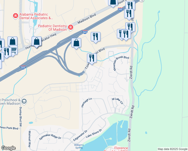 map of restaurants, bars, coffee shops, grocery stores, and more near 124 Iberville Street in Madison