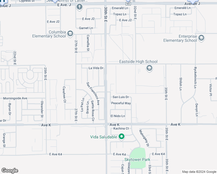 map of restaurants, bars, coffee shops, grocery stores, and more near 43823 Rucker Street in Lancaster