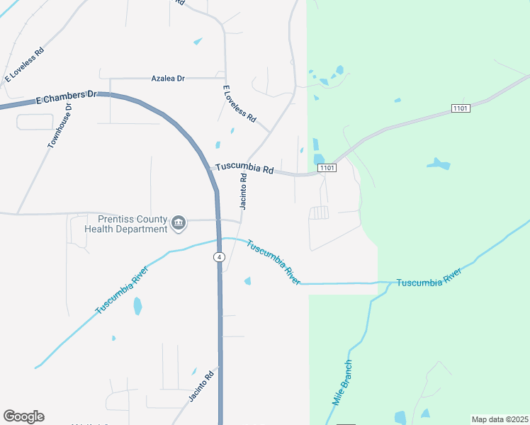 map of restaurants, bars, coffee shops, grocery stores, and more near 1808 Jacinto Road in Booneville