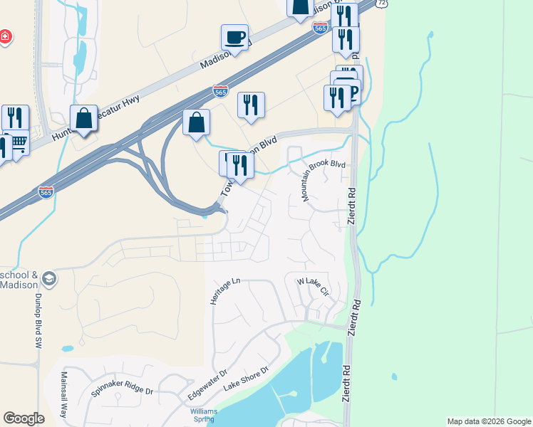 map of restaurants, bars, coffee shops, grocery stores, and more near 115 Montrose Drive in Madison