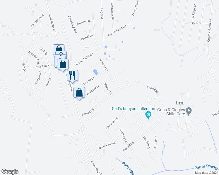map of restaurants, bars, coffee shops, grocery stores, and more near 403 Hooks Lane in Hubert
