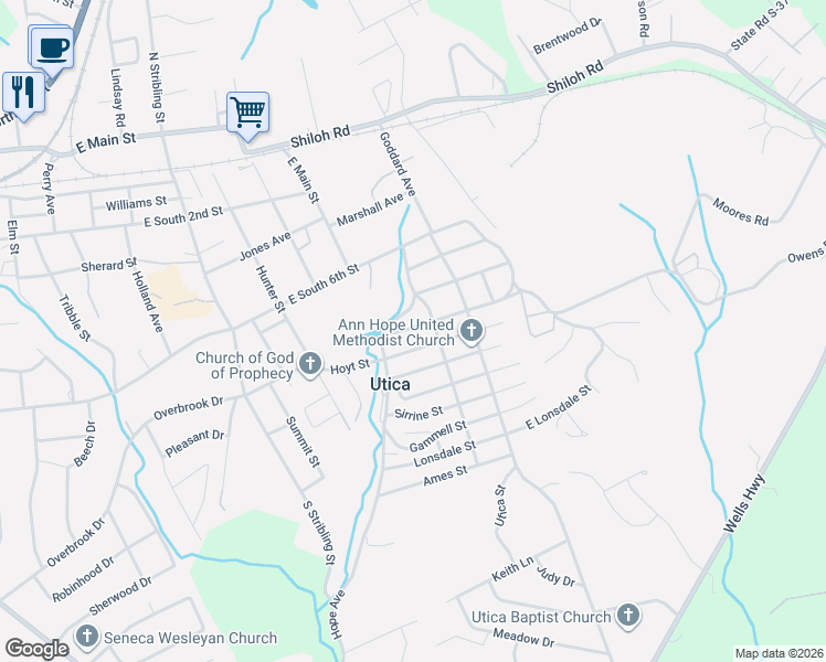 map of restaurants, bars, coffee shops, grocery stores, and more near 4 Powell Street in Seneca