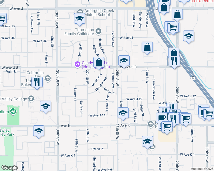 map of restaurants, bars, coffee shops, grocery stores, and more near 2520 Edam Street in Lancaster