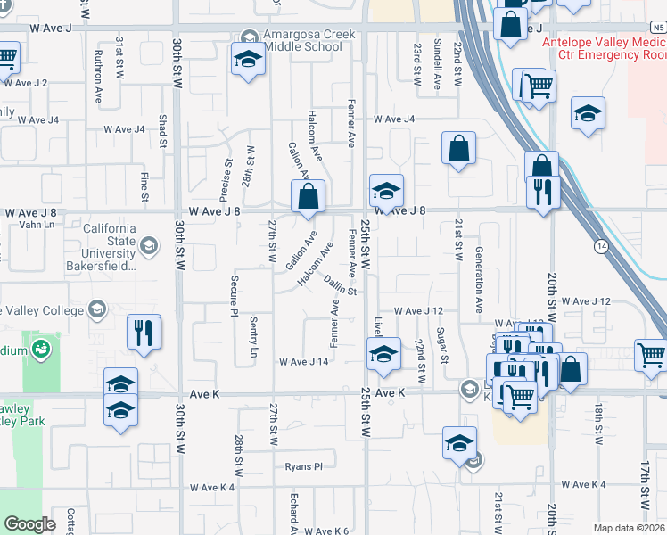 map of restaurants, bars, coffee shops, grocery stores, and more near 2520 Edam Street in Lancaster