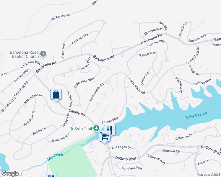 map of restaurants, bars, coffee shops, grocery stores, and more near 5 Mos Circle in Hot Springs