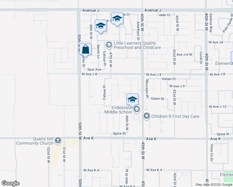 map of restaurants, bars, coffee shops, grocery stores, and more near 43847 Windrose Place in Lancaster
