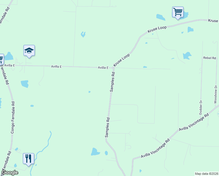 map of restaurants, bars, coffee shops, grocery stores, and more near 1143 Avilla East in Alexander