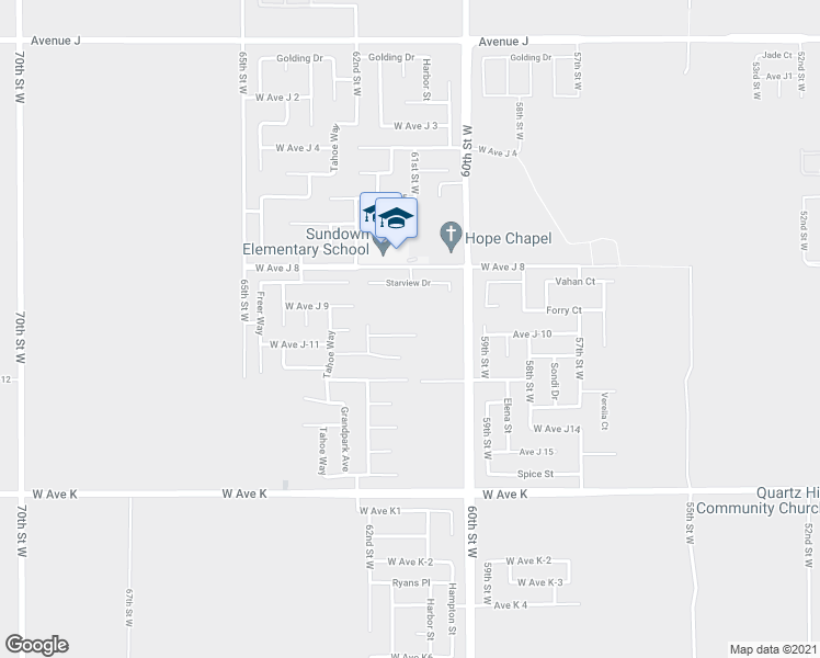 map of restaurants, bars, coffee shops, grocery stores, and more near 5049 Avenue J-10 in Lancaster