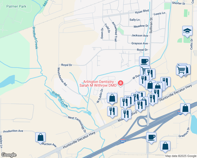 map of restaurants, bars, coffee shops, grocery stores, and more near 448 Shamrock Drive in Madison