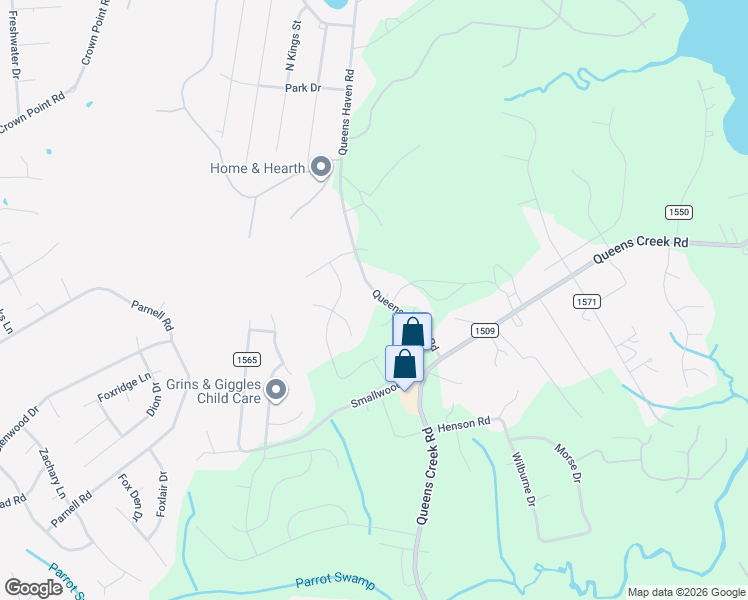 map of restaurants, bars, coffee shops, grocery stores, and more near 143 Queens Haven Road in Hubert