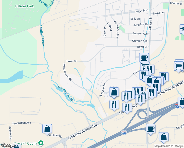 map of restaurants, bars, coffee shops, grocery stores, and more near 462 Shamrock Drive in Madison