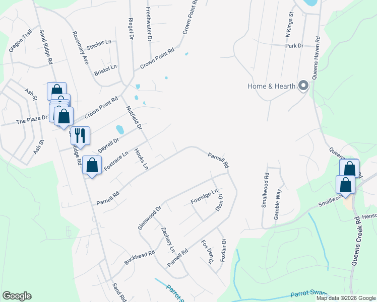 map of restaurants, bars, coffee shops, grocery stores, and more near 164 Parnell Road in Hubert