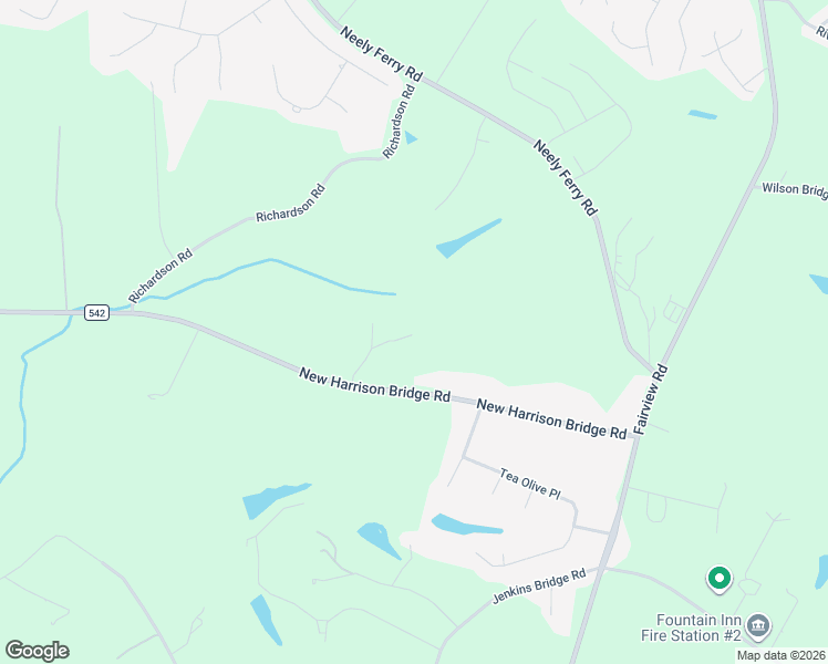 map of restaurants, bars, coffee shops, grocery stores, and more near 182 New Harrison Bridge Road in Simpsonville