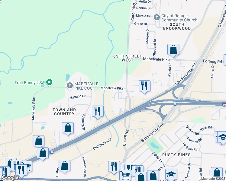 map of restaurants, bars, coffee shops, grocery stores, and more near 7700 North Chicot Road in Little Rock