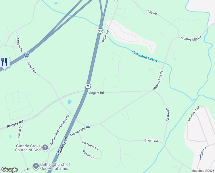 map of restaurants, bars, coffee shops, grocery stores, and more near 815 Rogers Road in Pelzer