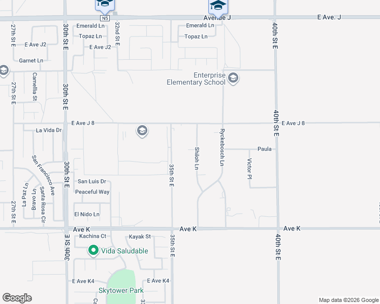 map of restaurants, bars, coffee shops, grocery stores, and more near 43847 Shiloh Lane in Lancaster