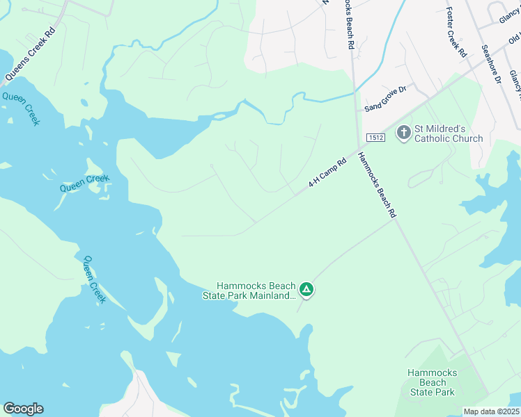 map of restaurants, bars, coffee shops, grocery stores, and more near 186 4H Camp Road in Swansboro