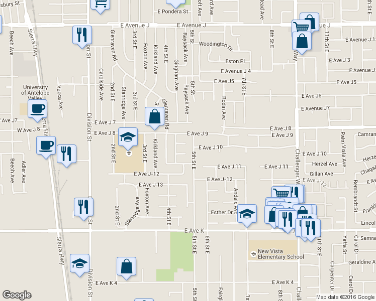 map of restaurants, bars, coffee shops, grocery stores, and more near 447 Corona Court in Lancaster