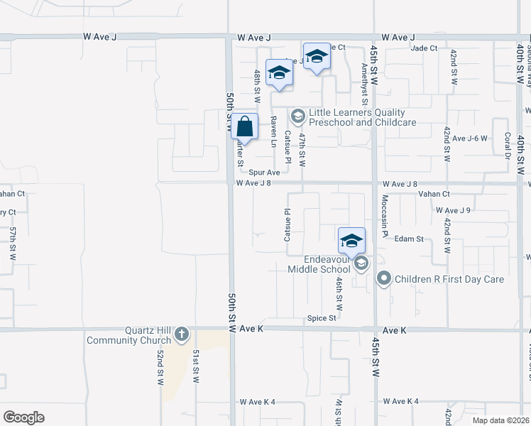 map of restaurants, bars, coffee shops, grocery stores, and more near 43928 Appaloosa Drive in Lancaster