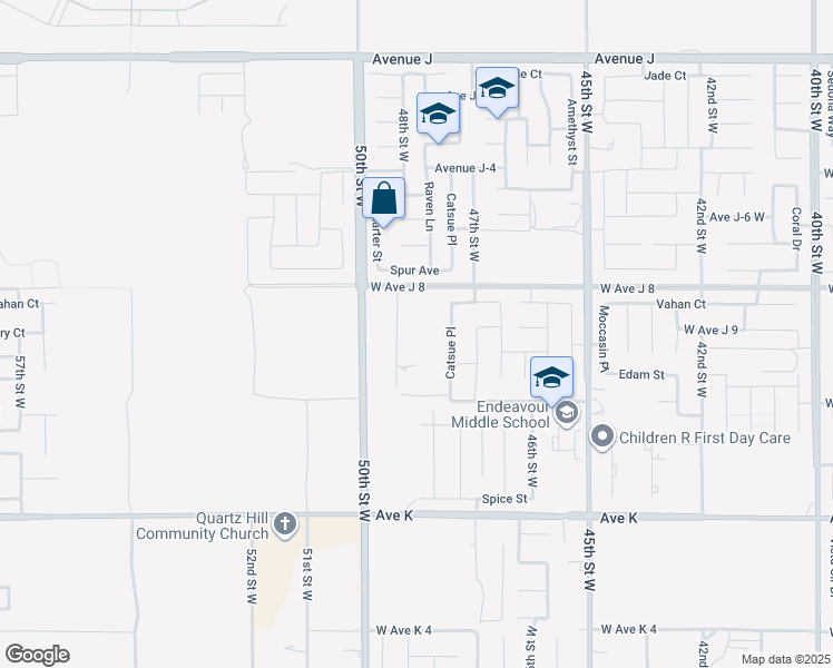 map of restaurants, bars, coffee shops, grocery stores, and more near 43944 Appaloosa Drive in Lancaster