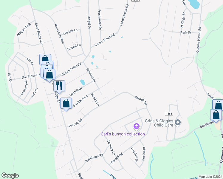 map of restaurants, bars, coffee shops, grocery stores, and more near 207 Inman Court in Hubert