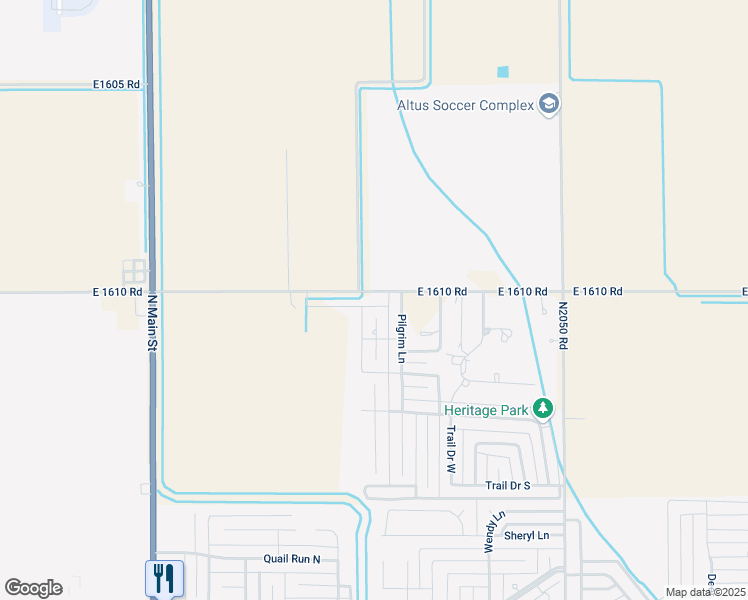 map of restaurants, bars, coffee shops, grocery stores, and more near 700 Heritage Road in Altus
