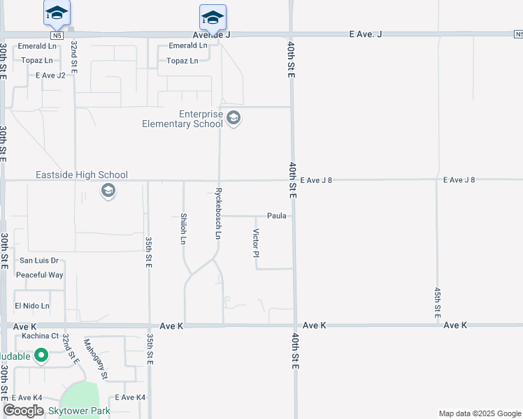 map of restaurants, bars, coffee shops, grocery stores, and more near 3807 Paula in Lancaster