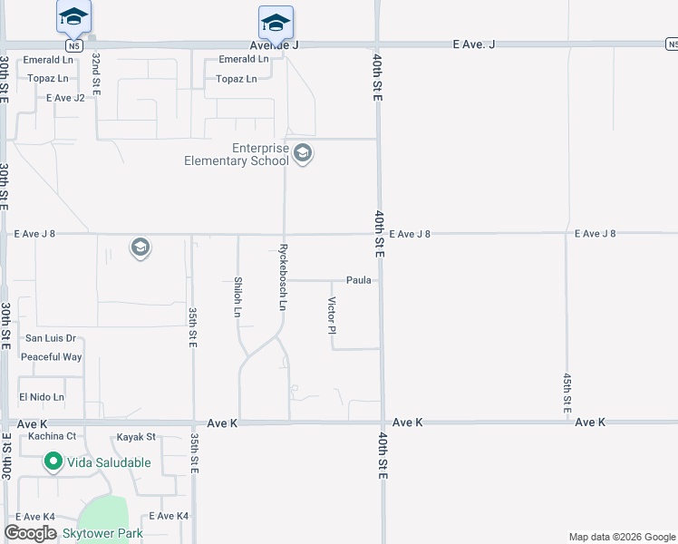 map of restaurants, bars, coffee shops, grocery stores, and more near 3807 Paula in Lancaster
