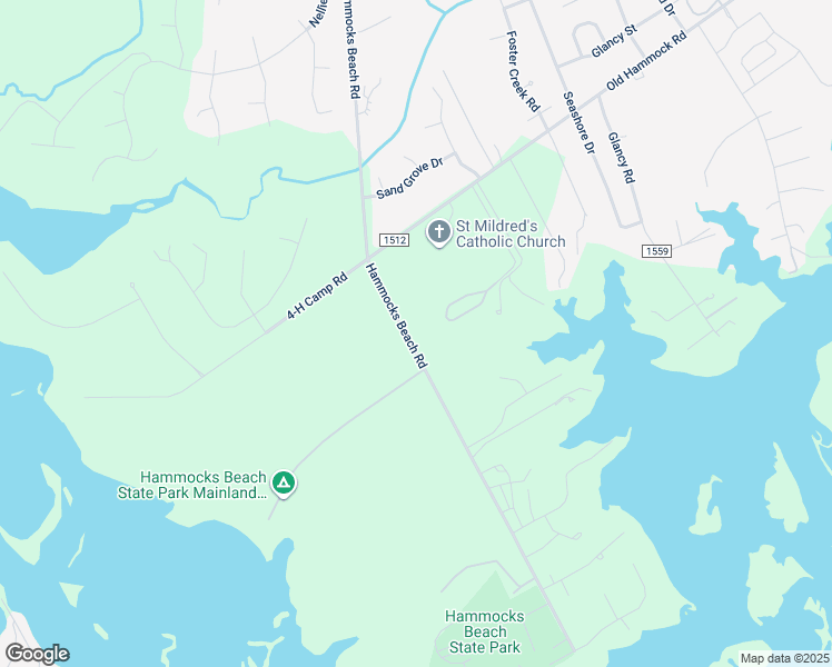 map of restaurants, bars, coffee shops, grocery stores, and more near 1399 Hammocks Beach Road in Swansboro