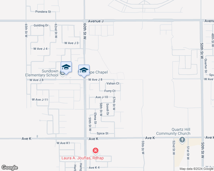 map of restaurants, bars, coffee shops, grocery stores, and more near 5730 Vahan Court in Lancaster