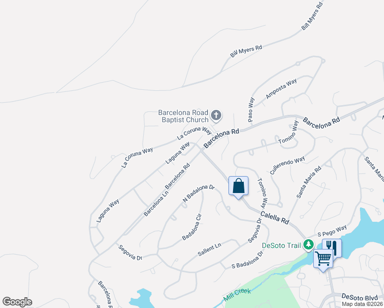 map of restaurants, bars, coffee shops, grocery stores, and more near 1 Dulzura Way in Hot Springs