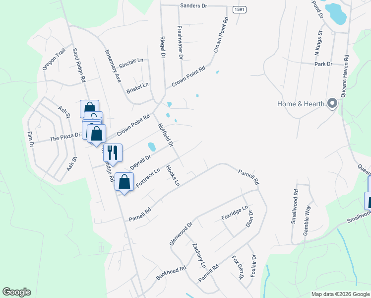 map of restaurants, bars, coffee shops, grocery stores, and more near 405 Foxtrace Lane in Hubert