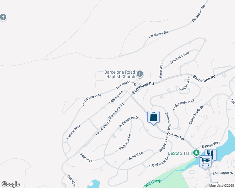 map of restaurants, bars, coffee shops, grocery stores, and more near 16 Dulzura Way in Hot Springs