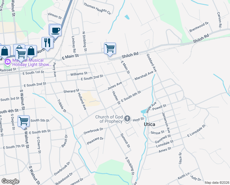 map of restaurants, bars, coffee shops, grocery stores, and more near 308 Hunter Street in Seneca