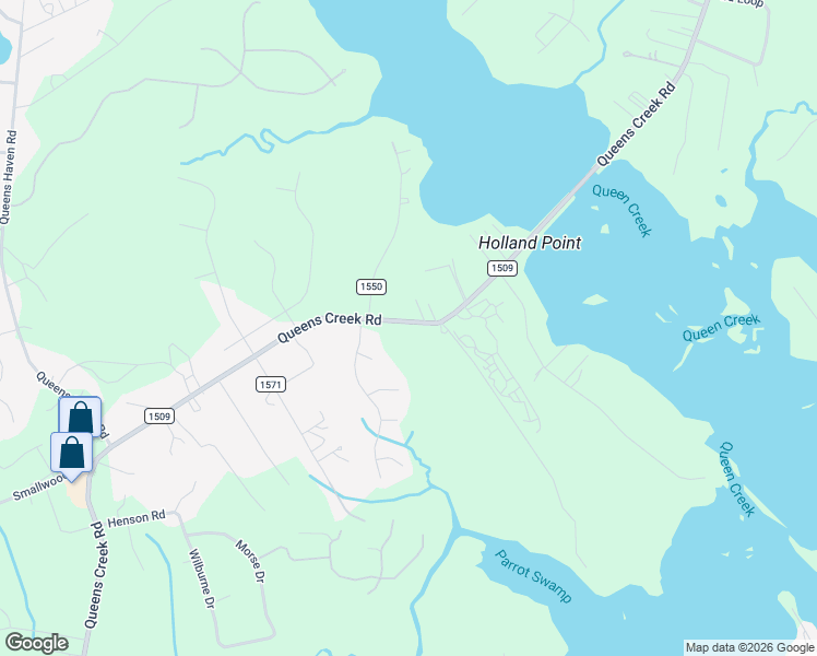 map of restaurants, bars, coffee shops, grocery stores, and more near 517 Queens Creek Road in Hubert