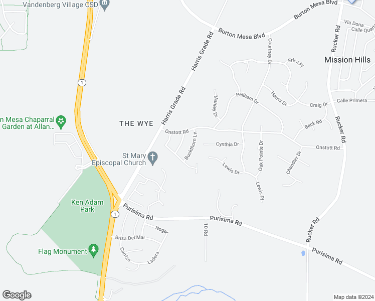map of restaurants, bars, coffee shops, grocery stores, and more near 3004 Buckthorn Lane in Lompoc