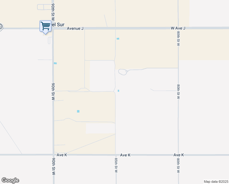 map of restaurants, bars, coffee shops, grocery stores, and more near 85th Street West in Lancaster