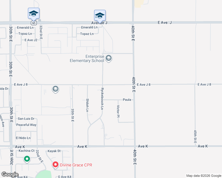 map of restaurants, bars, coffee shops, grocery stores, and more near 3734 East Avenue J 8 in Lancaster
