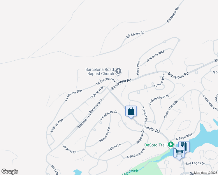 map of restaurants, bars, coffee shops, grocery stores, and more near 1 Dulzura Way in Hot Springs